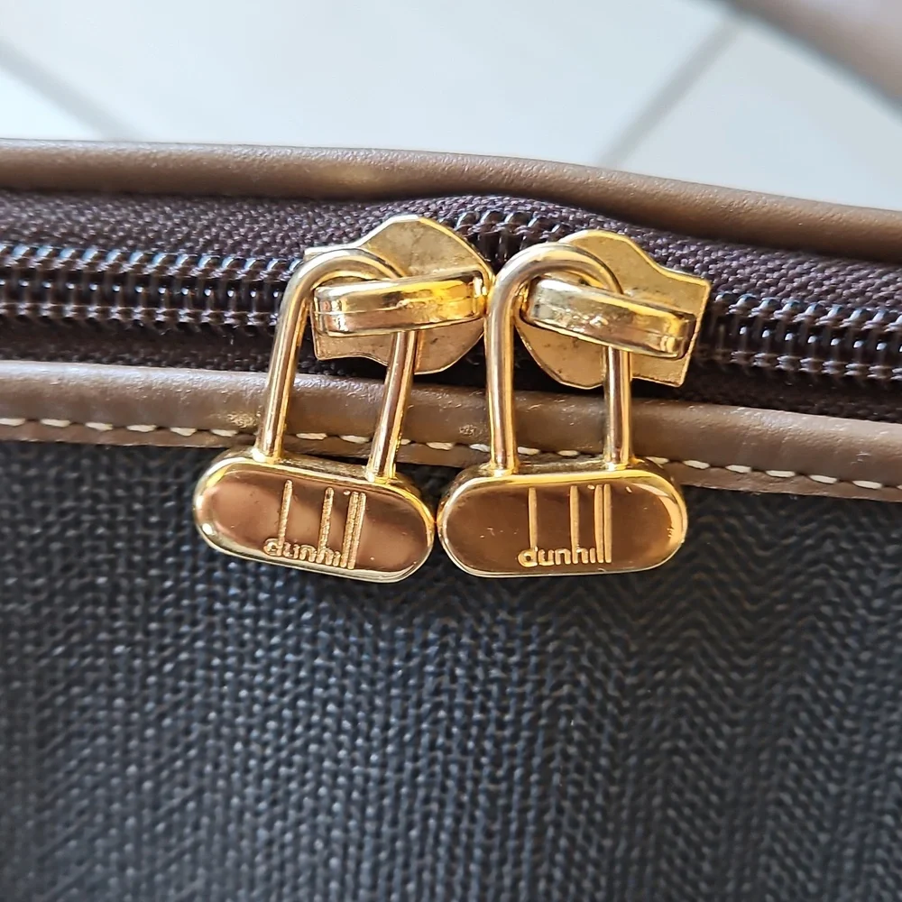 👀SALE💸 Dunhill Black and Brown Leather Travel Tote Duffel Bag